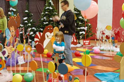 Children on Life-Sized Candy Land Board